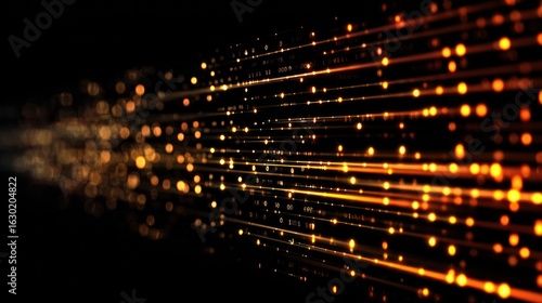 Digital Stream: A dynamic and futuristic visual of data flowing in a vibrant, radiant stream of light, symbolizing the ever-evolving digital landscape and technological innovation. 