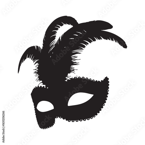 Intricate black masquerade mask vector isolated on white background