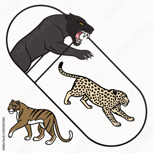 leopard on a black background vector
