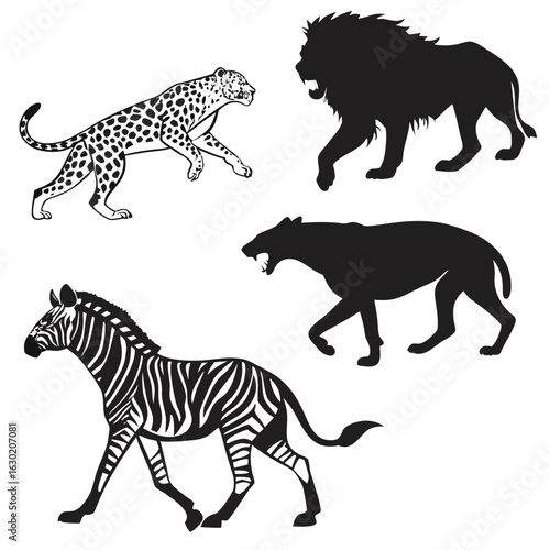 set of wild animals