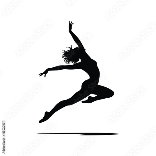 Silhouette of a dancer in mid leap