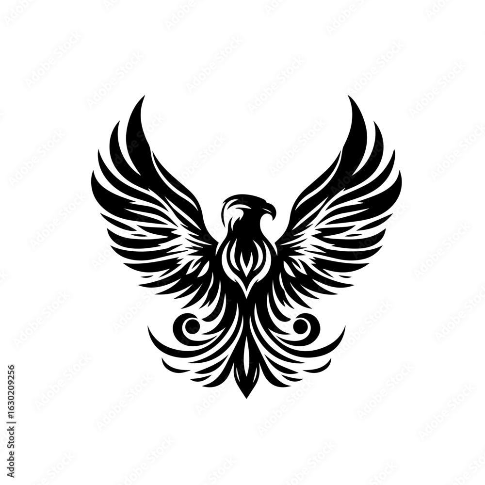Obraz premium Stylized Black Eagle with Spread Wings.