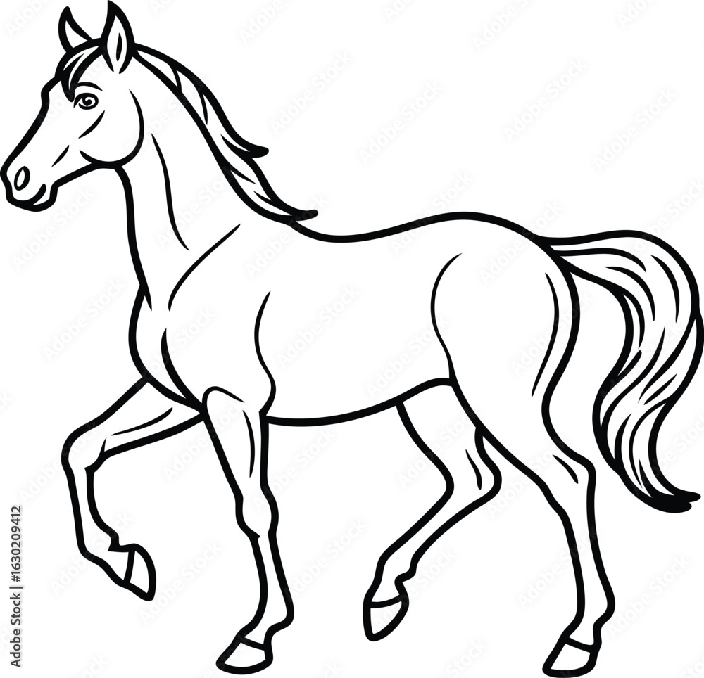 Obraz premium Black stallion running silhouette vector illustration