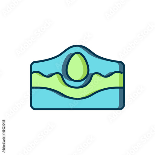 Filled outline Acne icon isolated on white background. Inflamed pimple on the skin. The sebum in the clogged pore promotes the growth of a bacteria. Flat filled outline style with shadow. Vector