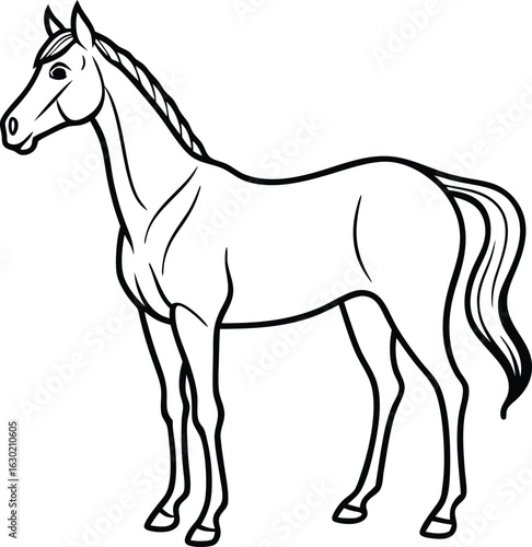 Vector illustration of a galloping horse with a flowing mane and tail