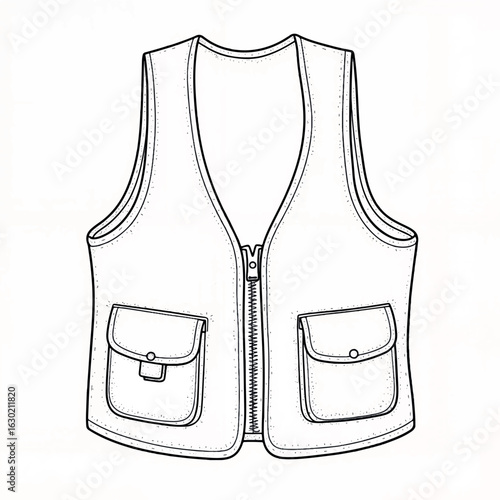 Hand-drawn life vest design in minimal style, safety representation