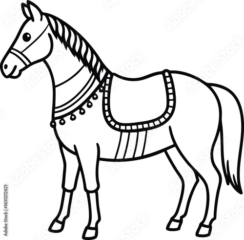 Bild auf Leinwand White horse vector illustration with simple design and isolated animal art on wh