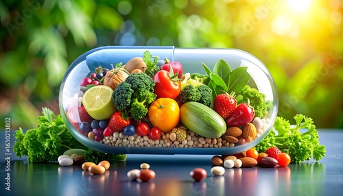 Fototapeta Naklejka Na Ścianę i Meble -  Healthy capsule with fruits and vegetables