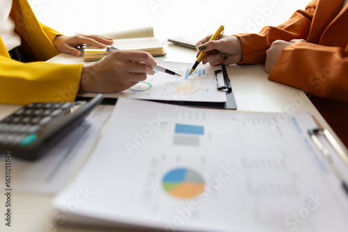 Fotografie Businesswoman meeting with consultant discussing financial situation analysis in business and marketing report