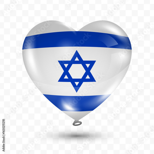 Vector illustration of a Israel country love balloon on transparent background. Flying love balloons for Independence Day celebration