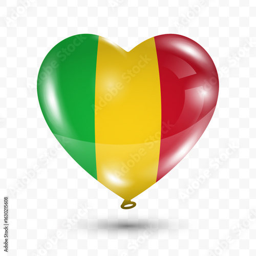 Vector illustration of a Mali country love balloon on transparent background. Flying love balloons for Independence Day celebration