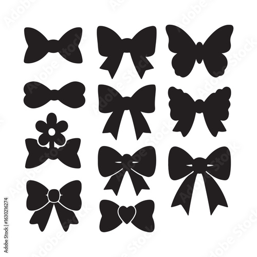 Ribbon Silhouette Vector Style With White Background.
