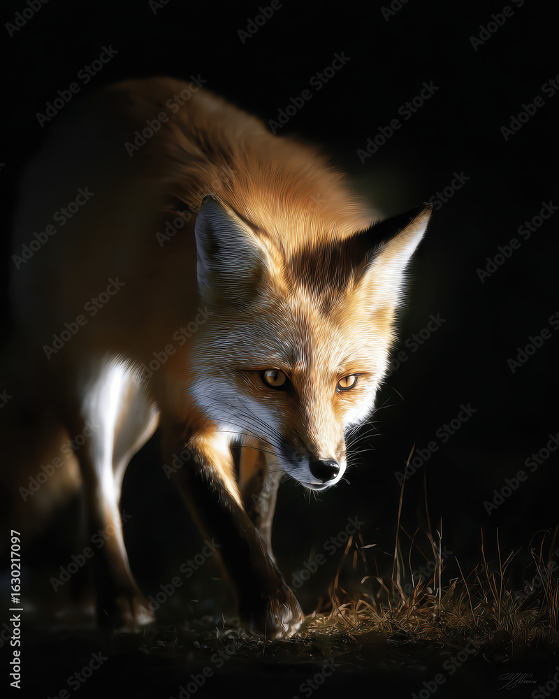 Fototapeta premium Fox Hunting at Night