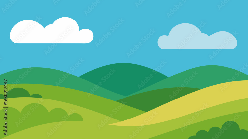 Obraz premium rolling hills drifting clouds landscape