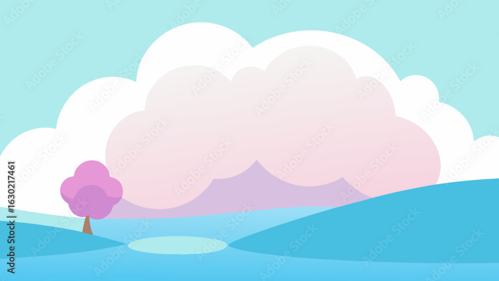 Fototapeta premium calm lake pink sky scenic sunset
