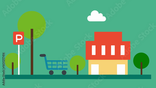 parking cart station trees supermarket zone