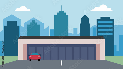 city skyline view rooftop parking garage