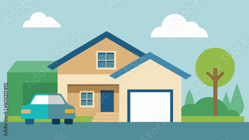 residential house open garage suburban car