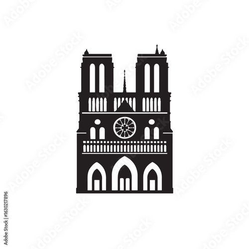 Notre-Dame Cathedral Silhouette Vector