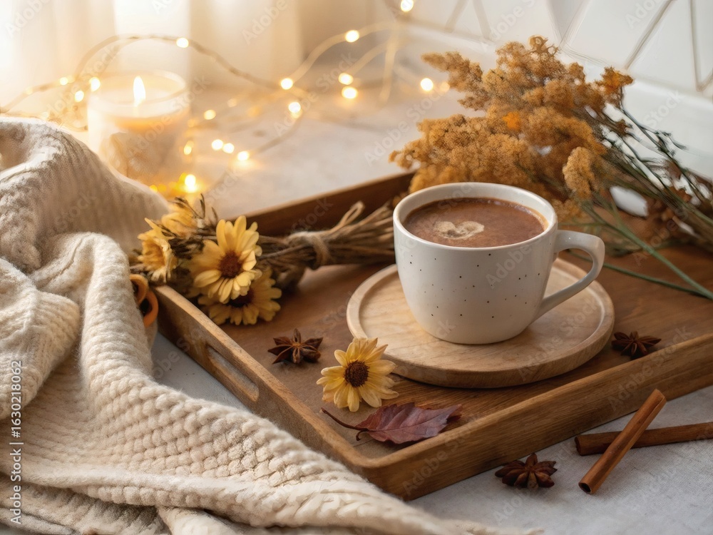 Fototapeta premium cup of coffee with christmas cookies