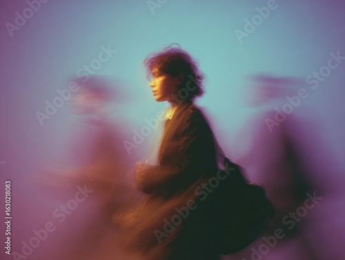 Blurry female silhouette with motion blur