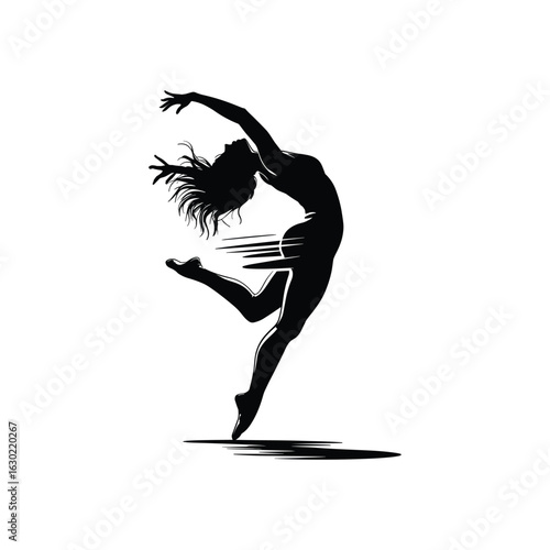 Dynamic silhouette of a dancer in mid leap