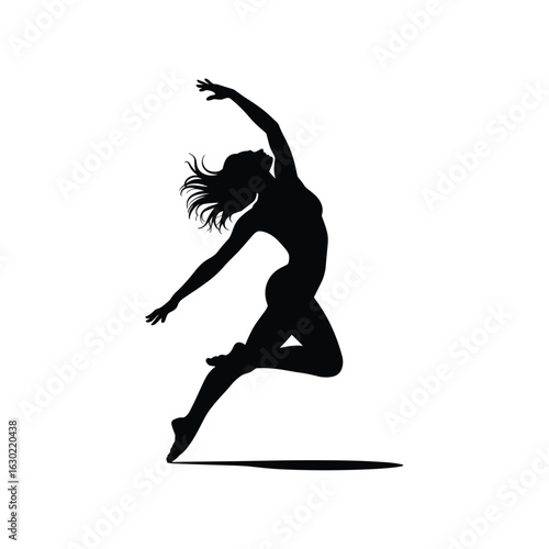 Silhouette of a graceful dancer in mid leap