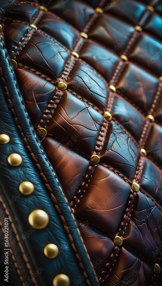 Obraz premium Close-Up of Luxurious Vintage-Style Quilted Leather Upholstery in Dark Brown