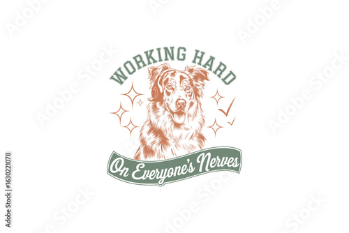 Dog with headphones Funny Dog Quote Vector drawing