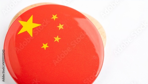chinese flag button on white 