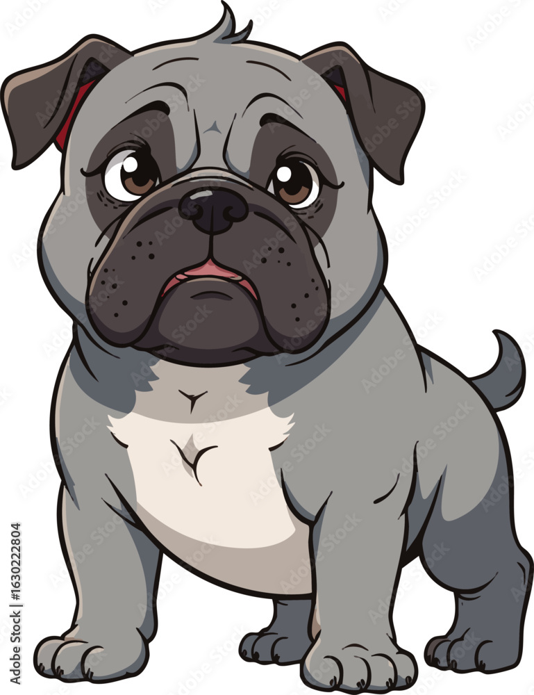 Obraz premium A cute brown and white English bulldog puppy sitting on a white background is a portrait of a purebred domestic pet