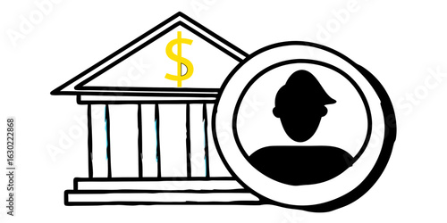 Bank customer service icon vector illustration for financial assistance and banking relationship management banking & finance line icon  on transparent background