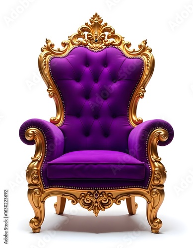 Regal purple and gold king chair high resolution picture