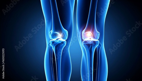 Knee joint pain highlighted