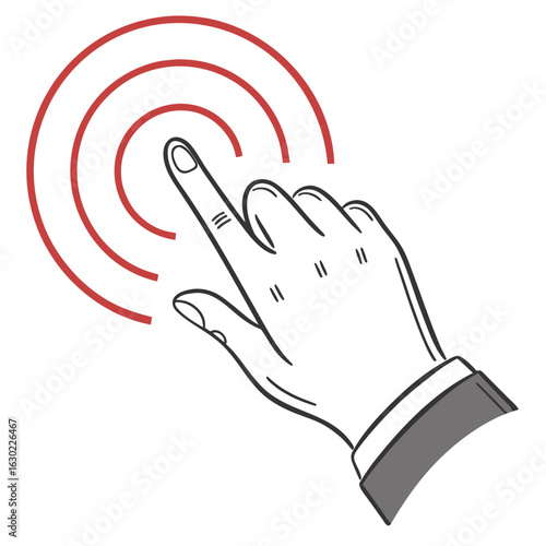 Vector illustration of Hand Touching Screen:  Digital Interaction Illustration