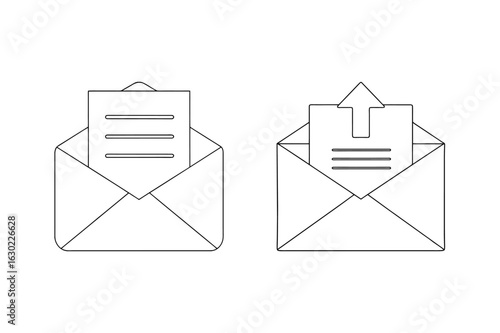 Open envelopes with paper letter communication