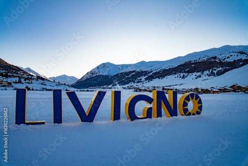 Livigno Townscape in a Snowy Alpine Landscape