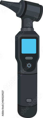Digital otoscope medical device black blue screen diagnostic tool healthcare clinic hospital examination modern design