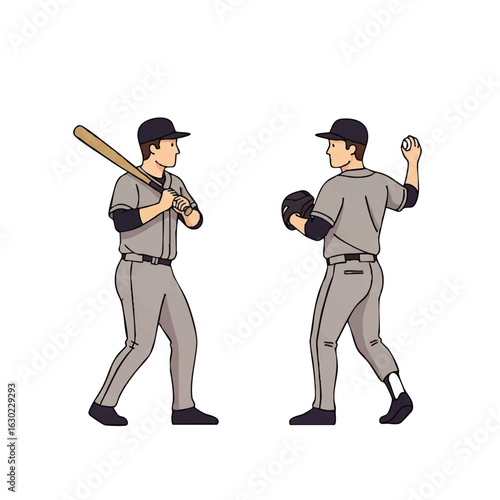 baseball players about to duel 
