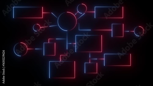 Wallpaper Mural Glowing Network Structure in Neon, Tech Connectivity Diagram, Abstract Digital Network, High-Tech Node Illustration, Futuristic Data Connection. 4k animation motion graphic. Torontodigital.ca