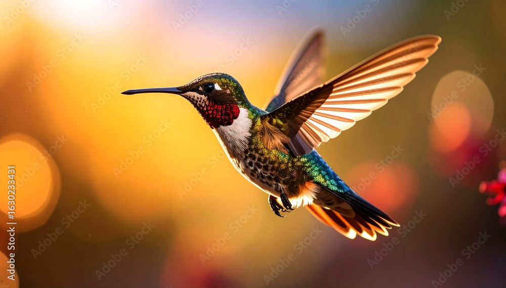 Fototapeta premium Hummingbird in flight, vibrant colors (2)