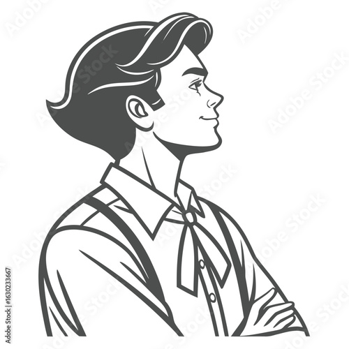 Vector illustration of Retro Man Profile: Vintage Illustration