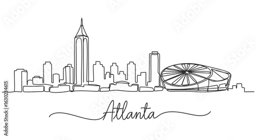Atlanta skyline with one line drawing, and Georgia.