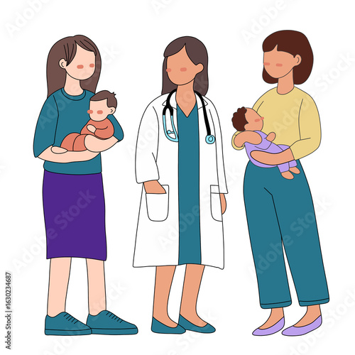 Doctors And Mothers With Babies