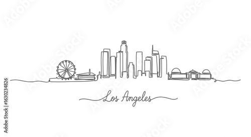 Los Angeles Skyline Line Art with Minimalist.