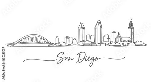 San Diego Skyline Line Art Minimalist design.