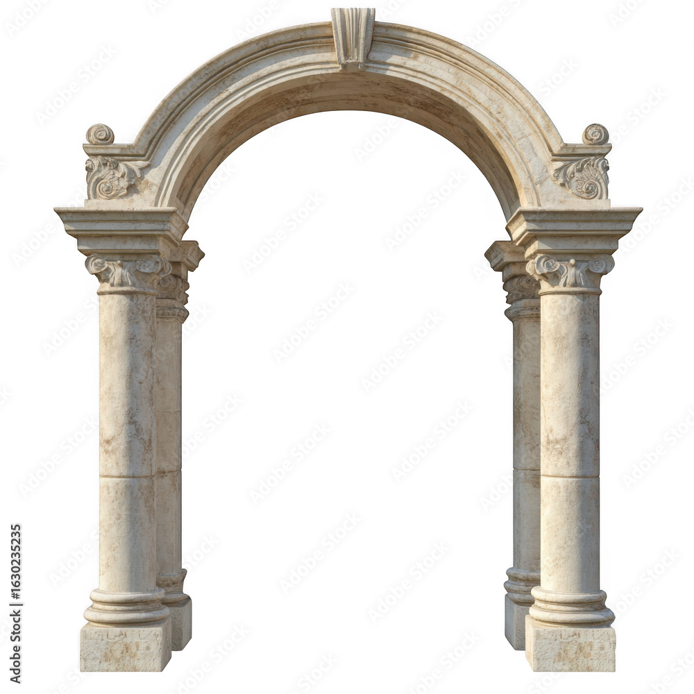 Fototapeta premium Stone archway isolated on transparent background