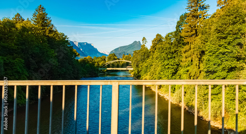 Alpine summer view at Piding, Berchtesgadener Land, Rupertiwinkel, Bavaria, Germany