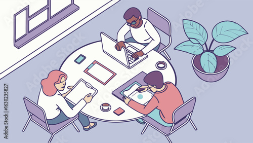 Diverse Team Collaborating Around a Round Table.