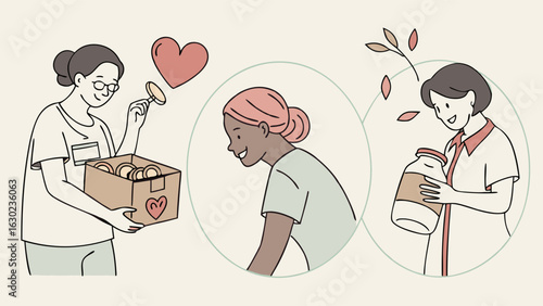 Diverse Volunteers Giving Donations.